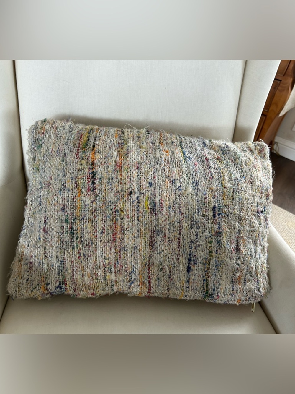 Anthropologie multicolor woven pillow cover,  13” x 21”.